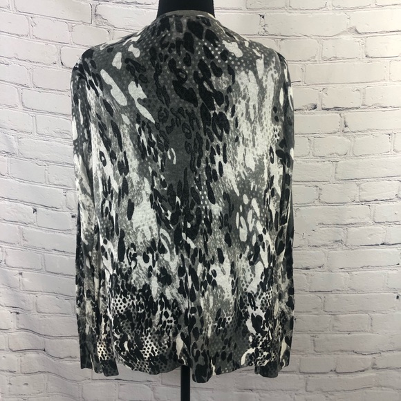 Chico’s: Sequin Animal Print Cardigan button up  Sweater. Size(2) - Picture 4 of 10